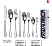 Mr.Spoon Serie Flores Juego 96,108 o120 piezas cubiertos,Acero Inoxidable18/0,Plateado,Económico y funcional,Incluye cuchillo carne o mesa,tenedor,cuchara,cucharilla,etc.Mango monobloque,Apto para lavavajillas,Empaque ecológico,Para casa,hotel,restaurante