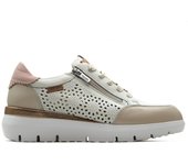 Pikolinos W2A-6807C1 Zapatos,sneakers de piel, de cordones,de cuña,suela blanca de goma,rejilla,calado,cremallera, para señora