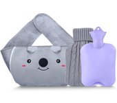 Bolsa de agua caliente con funda para la cintura, bolsa de agua caliente de goma para invierno con calentador de cintura y mano de felpa suave.