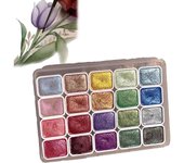 Kolorful - Acuarela en polvo con pigmento de perla mineral, juego de pintura de acuarela con desplazamiento forestal, pintura de acuarela iridiscente, acuarelas Gogodusk, juego de pintura de acuarela de 20 colores metálicos, lavable (mezcla)