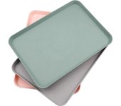 Pack Of 3 Plastic Serving Trays, Plastic Trays, Small Rectangular Trays For Kitchen, Dining Room, Cafe, (pink, Grey, Grey-green) from KUOLU STORE