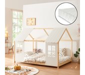 Cama para niños Tostedt con colchón 140x200 cm - Madera/Blanco [en.casa]