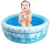 Piscina inflable para niños, bañera de natación para niños pequeños, diseño de base antideslizante, función de soplado portátil, juego de verano al aire libre para patio de jardín, 120x120x30cm multicolor