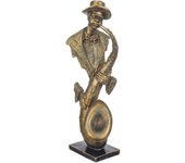 CAPRILO REGALOS & DECORACIÓN Figura Decorativa de Resina Bronce "Hombre Músico Saxofón". Adornos y Esculturas. Figuras Elegantes. Decoración Hogar. Regalos Originales. 17 x 12 x 47,50 cm