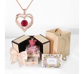 Heart Zircon Necklace Set With Cute Bear Rose Gift Box For Girlfriend Mom Friend Valentine Mother Day Gift 2024 Romantic Jewelry