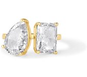 14K Chapado en Oro Toi Et Moi Radiante Corte en Forma de Pera Cubic Zirconia Anillo de Compromiso de Boda Falso para Mujeres-Declaración Anillo de Promesa de Oro Amarillo