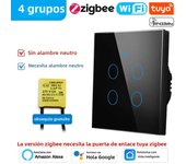 Tuya Wifi/Zigbee RF433 EU Smart Wall Switch 1/2/3/4 Gang Touch Sensor Button No-Neutral Wire,Voice With Alexa Google Home