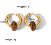 Encanto Pendientes Huggie de acero inoxidable chapado en oro de 18k para mujer, joyería de estilo bohemio, Perla de agua dulce, piedra Natural