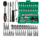 46pcs 1/4 Inch Drive Socket Set Ratchet Wrench with Metric Sockets and Extension Bar Ideal for Auto Repair and DIY Projects