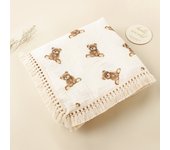 Floral Print Baby Blanket Cotton Summer Muslin Swaddle Gauze Stroller Cover Sunflower Tassel Baby Bath Towel Newborn Bedding