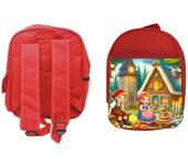MERCHANDMANIA PACK MOCHILA ROJA Y ESTUCHE hansel y gretel cuento niños infantil dibujos school material