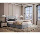 Vente-unique - Canapé abatible 160 x 200 cm - Tela texturizada - Gris + Colchón - JUSTANI