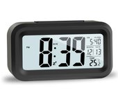 Reloj despertador digital, Reloj despertador de viaje con función de recordatory de fecha de temperature, Reloj de escritorio para el hogar sin Escala 1PC Negro