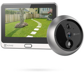 EZVIZ Mirilla digital WiFi con pantalla táctil 4,3", lente HD gran angular 166°, detección PIR con alerta al móvil, audio bidireccional, visión nocturna IR (5 m) y batería recargable. Seguridad Inteligente en Casa