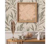 Muestra DIN A4 de Papel pintado vinílico lavable de hojas alargadas beige y marrón con relieve - Valley Leaves 127664 de GAULAN