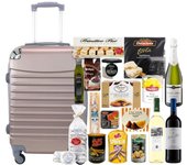 COSHANO Cesta de Navidad Lote navideño Gourmet con Maleta Trolley Equipaje de Mano 4 Ruedas giratoria (Oro Rosa)