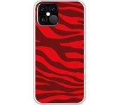 Funda compatible con iPhone 12 - 12 Pro - Animal Print Zebra Rojo Granate