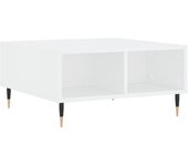vidaXL Mesa de centro madera de ingeniería 60x60x30 cm Blanco, Negro, Blanco brillante Mesita de Salón o Comedor o Auxiliar Mesa de Café Meuble Salón