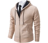 Abrigo de invierno para hombre con alto cuello y forro de lana abrigo cardigan con cerca de cremallera color sólido