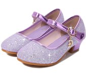 Princess Shoes Spring Elsa Cosplay Crystal Sequins High Shoes Solid Blue Glitter Kids Girl Rapunzel Accessories