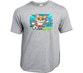 MERCHANDMANIA CAMISETA GRIS MEZCLA lince jugador futbol deporte futbolista moda verano tshirt