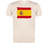 MERCHANDMANIA CAMISETA BLANCO NATURAL CON IMAGEN A TODO COLOR BANDERA ESPAÑA PAIS CONSTITUCION NACION moda verano tshirt