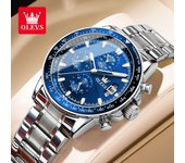 OLEVS Men's Watches Top Brand Classic Original Quartz Watch for Man Waterproof Stainless Steel Lunminous Chronograph Calendar