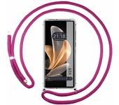 Funda Colgante Transparente para Vivo V29 5G con Cordon Rosa Fucsia