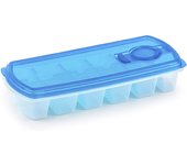 Cubitera de plástico 26,3x11,3 cm, Moldes para 12 Cubitos de Hielo, bandeja para hacer hielo, cóceles, refrescos, multicolor, Con Tapa