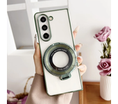 360° Magnetic Ring Holder Kickstand Plating Clear Phone Case for Samsung Galaxy Z Fold 6 5 4 3 Fold6 Fold5 Fold4 Fold3 5G Cover