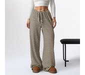 Women's Fashion Casual Striped Elastic Waistband Drawstring Straight Leg Pants Classic Soft Daily Versatile Comfy Trousers