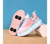 Childrens Skate Shoes USB Light Comfortable Roller-skating Sneakers Outdoor Sports Walking Girls Pink Roller Skate Shoes for Kid