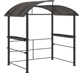 Outsunny Cenador Parrilla con Techo Ignífugo, Cenador para Barbacoa con 2 Estantes, Marquesina para Barbacoa con Protección UV, Pérgola para Jardín, Balcón, Acero PC Gris Oscuro, 240 x 150 x 230 cm