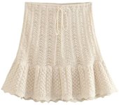UNIZERA 2023 Autumn New Product Women's Fashion Jacquard Hollow out Knitted Top Mini Short Skirt Set