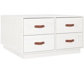 vidaXL Mesa de centro de madera maciza de pino 80x80x45 cm Natural, Blanco, Gris Mesita de Salón o Comedor o Auxiliar Mesa de Café Meuble Salón