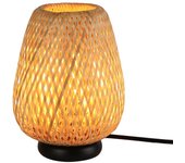 ALPINALUZ Lámpara de Mesa de Mimbre y Bambú: Luz Ambiental Contemporánea para Sala de Estar, Enchufable con Interruptor de Cable para Dormitorios y Sala de Estar