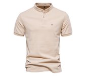 AIOPESON 100% Cotton Solid Color Men's Polos Casual Stand Collar Short Sleeve Polos for Men High Quality Polos Male New Summer