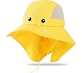 Sombrero de pescador para niños (con deflector de cuello), sombrero para el sol de malla transpirable con borde ancho