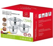Set olla - juegos de ollas - 6 piezas - marca ROYAL SWISS  - apto para todo tipo de fuegos - INDUCCIÓN - ACERO INOXIDABLE -  6.5/4.0/3.0 LITROS