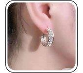 Vintage Círculo De Cristal Pendientes De Ao De Oro Cz Huggie Pendientes De Ao De Diamantes De Imitación De Ancho Círculo Brilliant