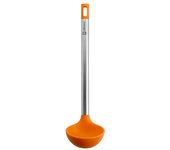 Bra - Cucharón de Cocina Efficient,  Utensilio Cocina, Acero Inoxidable, Silicona Naranja, Coger y Servir, Apto Lavavajillas