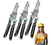 Pelacables plegable 18 en 1, pelacables profesional plegable multifuncional, herramienta de electricista engarzadora de cables (3 piezas)