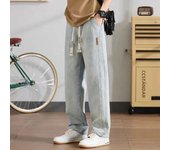 Spring Autumn Hot Sale Men's Stylish Sports Casual Denim Pants Baggy Wide Leg Streetwear Trousers Classic Elastic Waist Jeans