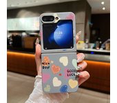 For Samsung Galaxy Z Flip 6 5 4 3 5G Leather Texture Phone Case Love Heart Pattern Soft TPU Folding Cover For Samsung Z Flip5