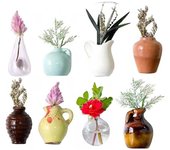 Mini jarrones magnéticos para nevera - 8 mini jarrones de cerámica con forma de planta, bonitos jarrones magnéticos 3D con capullos, pequeños imanes para nevera para decoración del hogar/aniversario (sin flores)