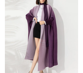 Miyake Gradient Pleated Trench Coat for Women Bat Sleeve Scarf Collar Long Windbreaker Female Fashion Clothing 2024 New Dresses