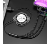 3-in-1 USB Charging Cable for iPhone/Type-C/Micro USB Devices Portable Charger for iPhone 14 13 12 11 Pro Max USB-A to Type-C Cable for Samsung 23 S20+ for Honor Realme Xiaom