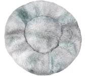 Cama para gatos, cojín suave, lavable para perros y gatos (teñido anudado gris claro, 70 cm), Sunny