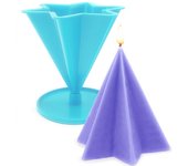 Molde para hacer velas pirámide estrellada. Haz velas artesanales con facilidad. Fabricado en polipropileno resistente. Base redonda y orificio para mecha.