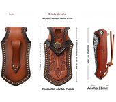 Vegetable tanned folding knife set Damascus Pocket knife storage top layer cowhide knife case leather sheath